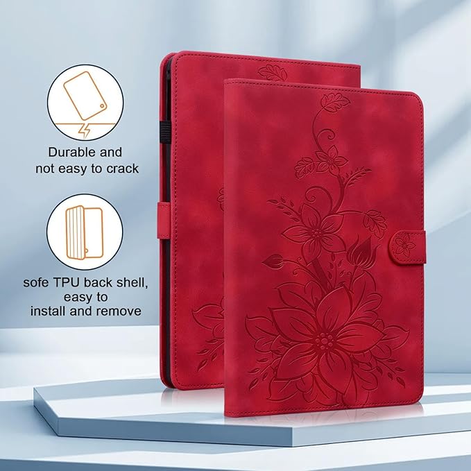 Case for iPad mini 7 2024 A17 Pro/iPad mini 6 2021 8,3 inch, Auto Wake/Sleep Supports Pencil Pro and Pencil(USB-C) Magnetic Clasp Stand, Red