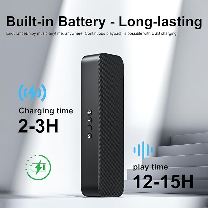 Computer Speakers for Desktop PC,Rechargeable Bluetooth Speaker,Small Computer Soundbar with Stereo & Bass,3.5mm Aux-in,TF Port,Loud Volume for Web Conferences,Teacher,Music (Black)