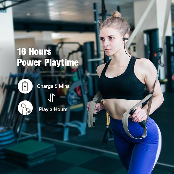 JOYWISE Bluetooth Headphones, Wireless Headphones 16H Playtime Wireless Earbuds with Mic Stereo in-Ear Earphones, IPX7 Waterproof Sports Headphone Sound Isolation Headsets for Running, Workout Blue