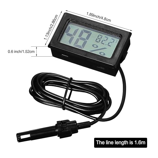 Weewooday Mini Digital Temperature Humidity Meters Gauge with Probe Gauge LCD Fahrenheit Display Thermometer Hygrometer for Incubator Reptile Plant Greenhouse Chicken Coop Garden(Black, 3 Pieces)
