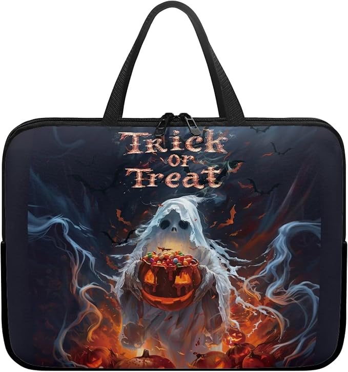 10 Inch Halloween Scary Ghost Laptop Sleeve, Protective Laptop Case Tote Bag for Halloween Decor, Computer Cover with Zipper Men Women Handbag Tablet Carrying Case for Business/School