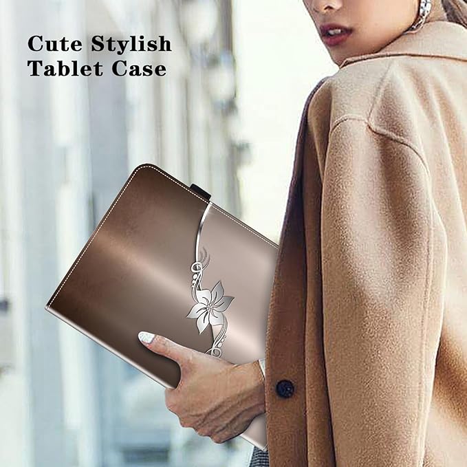Case for iPad mini 5 (2019)/ iPad mini 4 / iPad mini 3/2/1 Case,PU Leather Flip Stand Card Slots Shockproof Case - Silver Flower