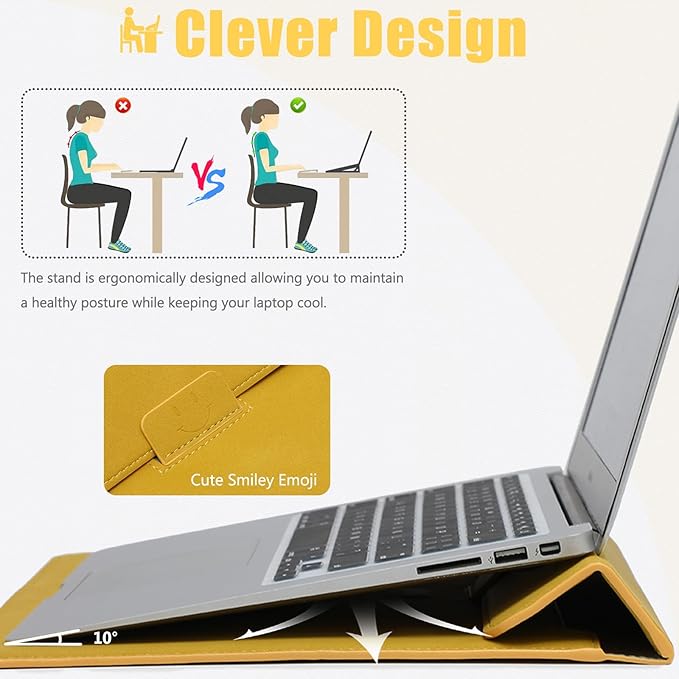 HYZUO 15-16 Inch Laptop Case Bag Sleeve with Stand Feature for MacBook Pro 16 M5/M4/M3/M2/M1 Pro/Max 2026-2019, XPS 15, MacBook Pro 15 2015-2012, Samsung Galaxy Book Flex 15, Olive Yellow