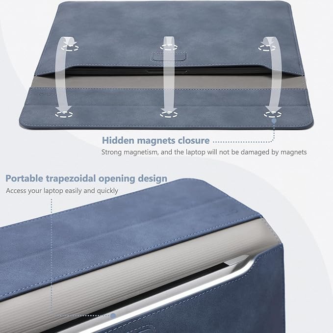 HYZUO 15-16 Inch Laptop Case Bag Sleeve with Stand Feature for MacBook Pro 16 M5/M4/M3/M2/M1 Pro/Max 2026-2019, XPS 15, MacBook Pro 15 2015-2012, Samsung Galaxy Book Flex 15, Haze Blue