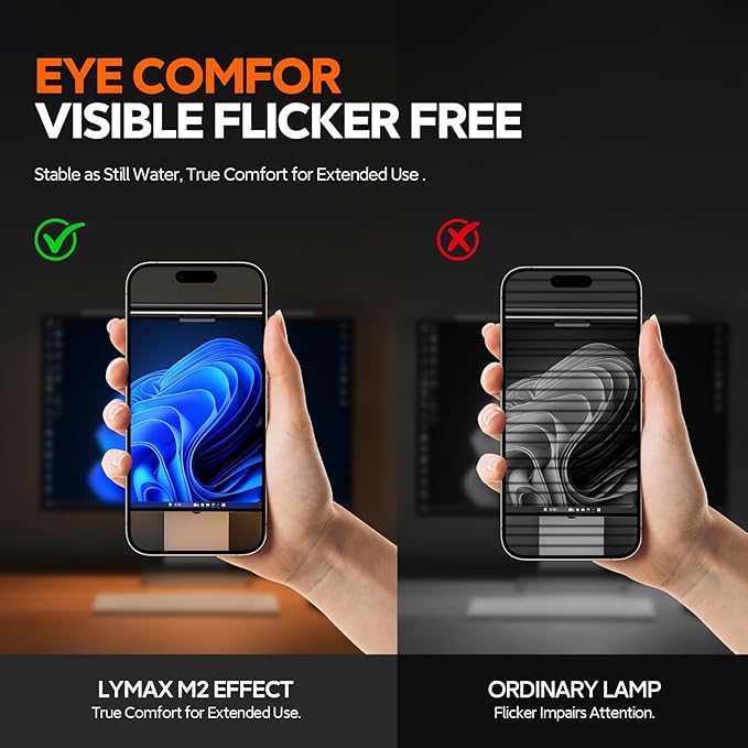 LYMAX Monitor Light Bar, Eye-Care USB Computer Lamp Dimmable Screen Light Bar, Fit for All Monitor with Wireless Controller, Backlight, No Screen Glare, Space Saving for Home Office Gaming Desk Light