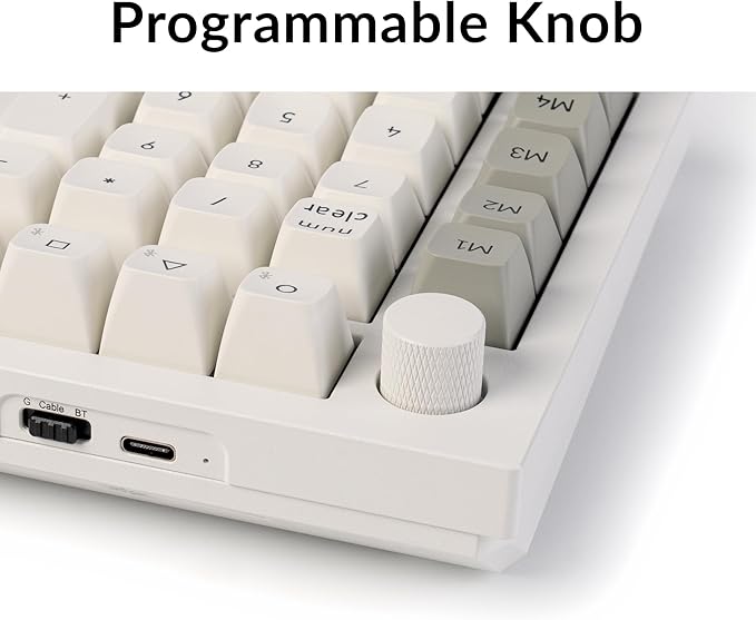Keychron Q0 Max Wireless Custom Mechanical Numpad, 2.4 GHz/Bluetooth 5.1/Wired QMK Number Pad, RGB Hot-Swappable with Gateron Brown Switch for Laptop Mac Windows Linux - White