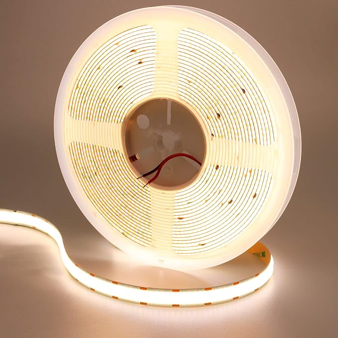GOMING 32.8ft(10M) 24V Double Row COB LED Strip Light Natural White 4000K 6000LED CRI 93+ 20000lm Uniform Glow Dotless IP20 Not Waterproof Flexible LED Tape Lights for DIY Home Decor(No Power Supply)