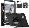 SUPFIVES 2024 iPad Pro 11 Inch Case M4 (5th Generation), with Screen Protector/Shoulder Strap/Pencil Holder/Handle/Rotating Stand, Black