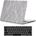 DTangLsm for MacBook Pro 13 inch Case 2026-2016 M2 M1 A2338 A2289 A2251 A2159 A1989 A1706, Textured Leather Hard Shell Cover for MacBook Pro 13 Case + Keyboard Cover, Has Logo Cutout, Wrinkled Grey