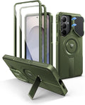 Dexnor for Samsung Galaxy S26 Plus Case with Camera Cover & Adjustable Kickstand & Screen Protector, Compatible with MagSafe, Rugged Shockproof Bumper Cases Magnetic Protective Cover(2026),Army Green