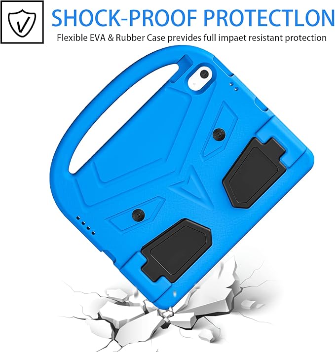 Dteck for iPad 10th Generation Case Kids 10.9 Inch 2022, Durable Lightweight Shockproof Protective Handle Stand EVA Foam Boys Girls Kids Proof Case for iPad 10th Generation 10.9 Inch 2022,Blue