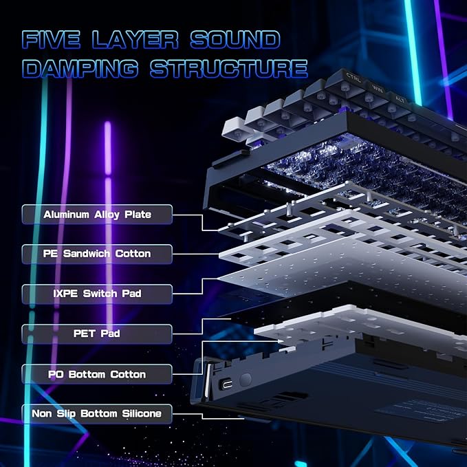 ATTACK SHARK R85 HE Wired 75% Rapid Trigger Mechanical RGB Gaming Keyboard with Custom Lightbox,8KHz Polling Rate,0.005mm RT Accuracy,0.08MS Latency,Hall Effect,Magnetic Switch,Driver for PC-Moonlight