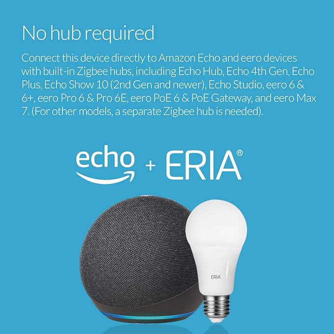 ERIA Colors and White A19 Dimmable CRI 90+ Smart Bulb Works with Hue*, SmartThings, HA, Amazon Echo (4th Gen), Alexa, HA, Google Assistant (2-Pack)