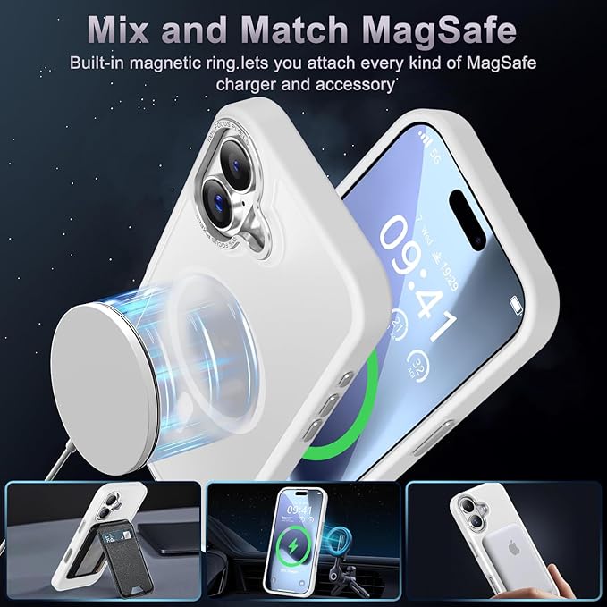 Newfuture Magnetic for iPhone 17 Case [Compatible with Magsafe] [Military Grade Drop Protection] Translucent Matte Anti-Scratch Shockproof Protective Phone Cover 6.3 Inch, Frosted White