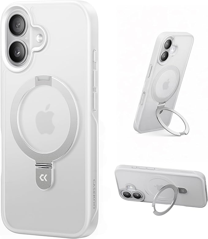 CASEKOO Ultra-Magnetic Stand for iPhone 17 Case [Military Drop Protection] [Compatible with MagSafe] Shockproof Translucent Slim Matte for iPhone 17 Phone Case with Ring Holder 6.3 Inch, White