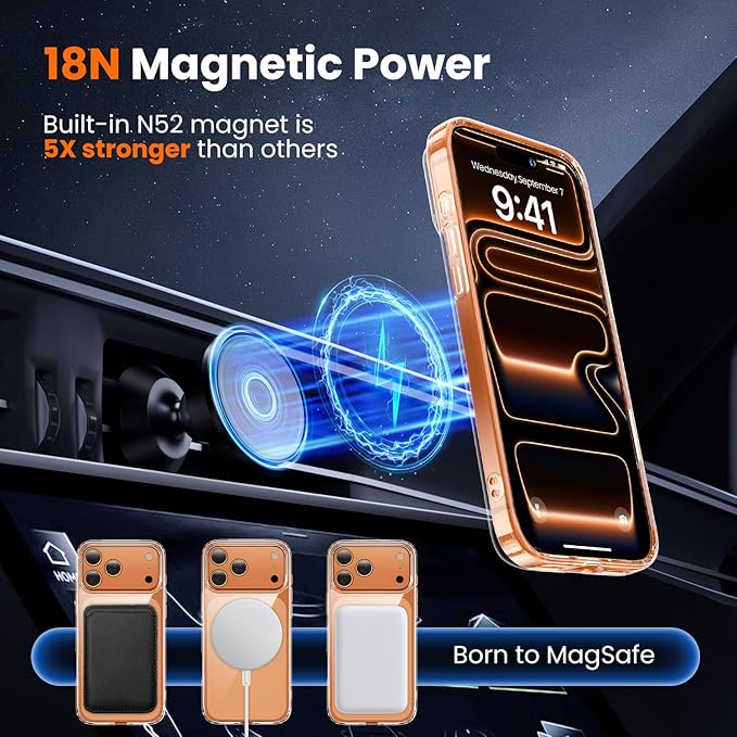 toushion 3 in 1 for iPhone 17 Pro Max Case Clear,Fits MagSafe, Not Yellowing, Screen Protector*1 Camera Lens Protector*1, Military-Grade Protection for Phone Cover 6.9 inch