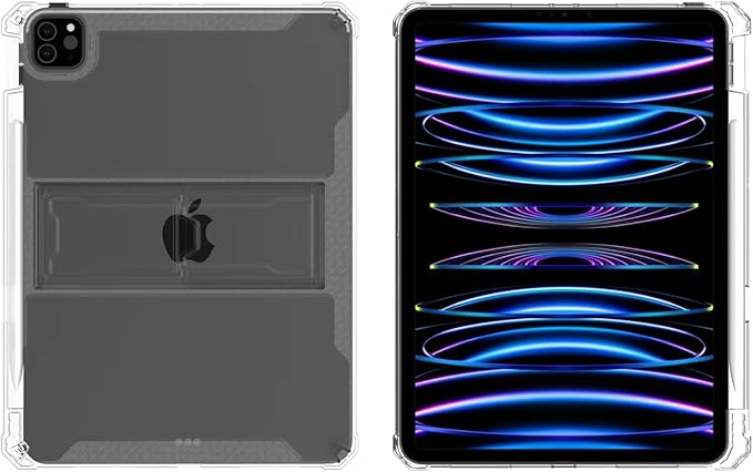 Clear Back Case for iPad 10.2 inch (2021/2020/2019),iPad 9th/8th/7th Generation Cover with Pencil Holder & Kickstand Anti-Slip Transparent Soft Shockproof TPU Case [Corners Protection],Clear