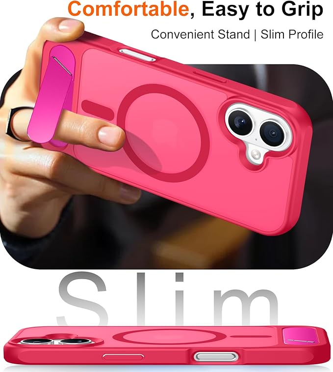 Magnetic Compatible with iPhone 16 Case, [Built-in Invisible Kickstand][Compatible with MagSafe][Military Grade Shockproof] Slim Translucent Matte Phone Case for iPhone 16 6.1"
