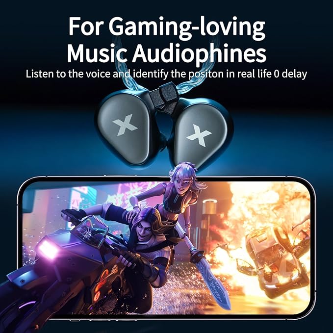 HiFiGo DUNU Titan X 10mm DLC Dynamic Driver in-Ear Monitor, HiFi Wired Gaming Earbuds with OCC Silver-Plated Cables, IEM for Stage Performance/Gaming/Music Production (Type C with Mic)