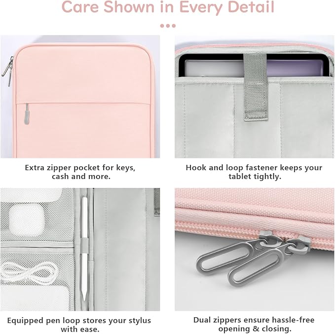 Dadanism 13 Inch Tablet Sleeve Padded Carrying Case for New iPad Air 13" M4/M3 2026/2025, iPad Pro 13" M5/M4 2025/2024, Galaxy Tab S10+/S9 FE+/S9+ 12.4", Remarkable Paper Pro 11.8", Pink
