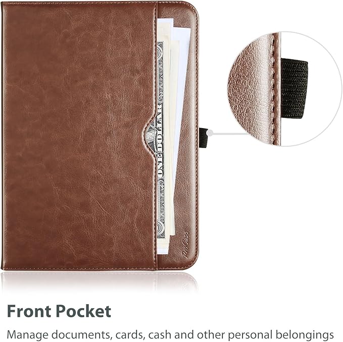 ProCase for iPad A16 11th Generation 11 Inch 2025/iPad 10th Generation Case 10.9 Inch 2022, iPad 11/10 PU Leather Case Business Stand Cover Smart Folio with Hand Strap Front Pocket Pen Loop -Brown