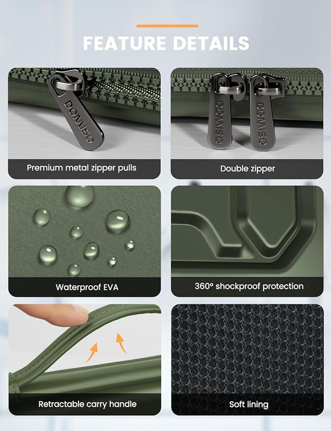 DOMISO 15.6 inch Laptop Sleeve with Handle Shockproof Waterproof EVA Protective Case for 15.6" Yoga 720 IdeaPad 310 320 ThinkPad T570/Legion 5 Gen 6/HP Envy 15/15.6" Notebooks, Green