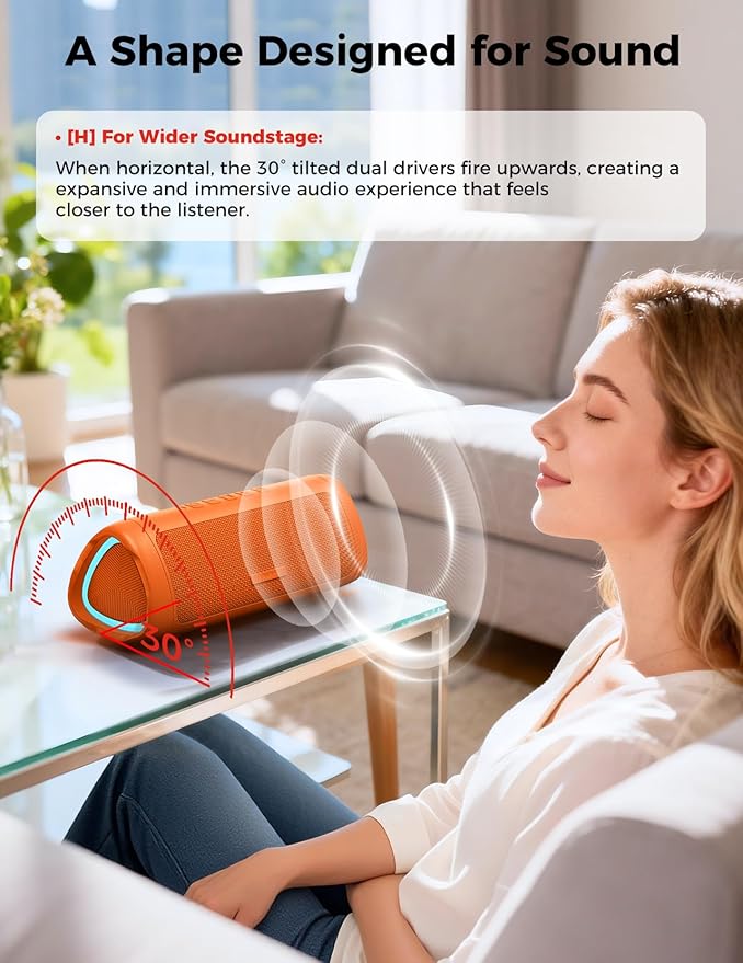 BolaButty Bluetooth Speaker Portable Wireless, IPX5 Waterproof, Up to 20H Playtime, TWS Pairing, BT5.3, for Home/Party/Outdoor/Camping/Beach Essentials, Birthday Gift (Orange)