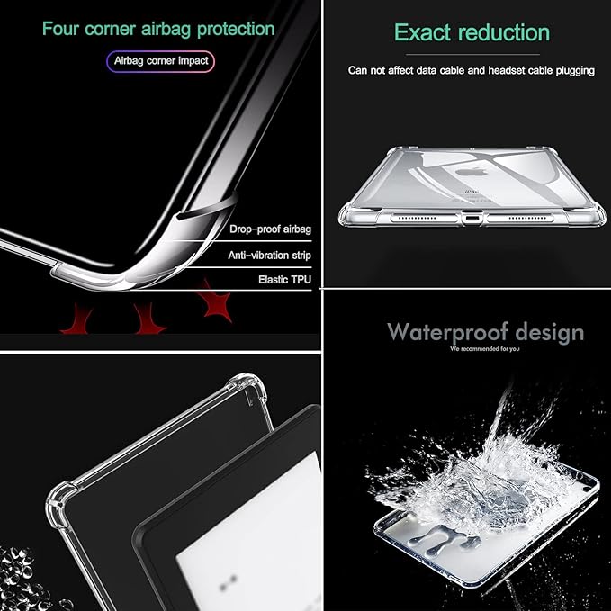 Clear Back Case for Apple iPad 10.2 inch (2021/2020/2019), iPad 9th/8th/7th Generation Cover Transparent Soft TPU Shockproof Slim Lightweight Shell [Reinforced Corners Protection], Clear