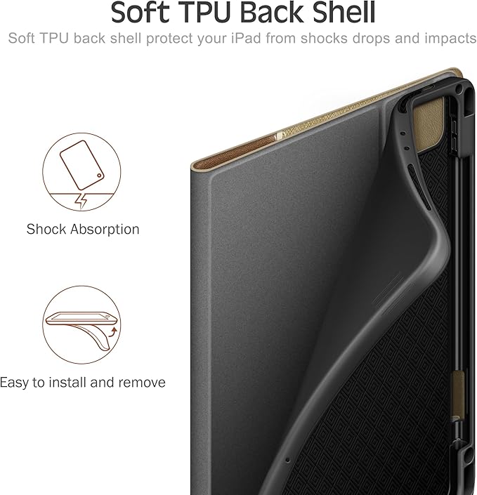 KingBlanc Case for iPad Pro 13-inch (M5 2025, M4 2024) with Pencil Holder, PU Leather Book-Style Cover, Auto Sleep/Wake, Pencil Pro & USB-C Compatible, Multi-Angle Stand for Viewing & Drawing, Beige