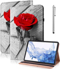 Case for iPad Pro 12.9 2022/2021/2020/2018, PU Leather Tablet Cases Flip Folio Multi-Angle Viewing Stand Protective Cover for iPad Pro 12.9" 6th Gen/5th Gen/4th Gen/3rd Gen - One Rose