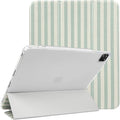 Lovmooful Compatible for iPad Pro 12.9-Inch 2022/2021/2020/2018 (6th/5th/4th/3rd Generation) Case with Pencil Holder Cute Striped with Aesthetic Design Soft TPU Trifold Stand Protective-Green