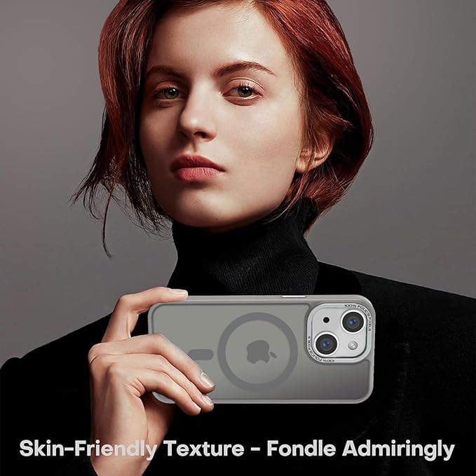 Newfuture Magnetic for iPhone 15 Case [Compatible with Magsafe] [Military Grade Drop Protection] Translucent Matte Anti-Fingerprint Shockproof Phone Case for iPhone 15 6.1 inch, Titanium Gray
