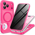 BERFY for iPhone 17 Pro Case, Compatible with MagSafe, Built-in Privacy Screen Protector, Camera Protection, Shockproof Full Body Phone Case 6.3", Translucent Hot Pink