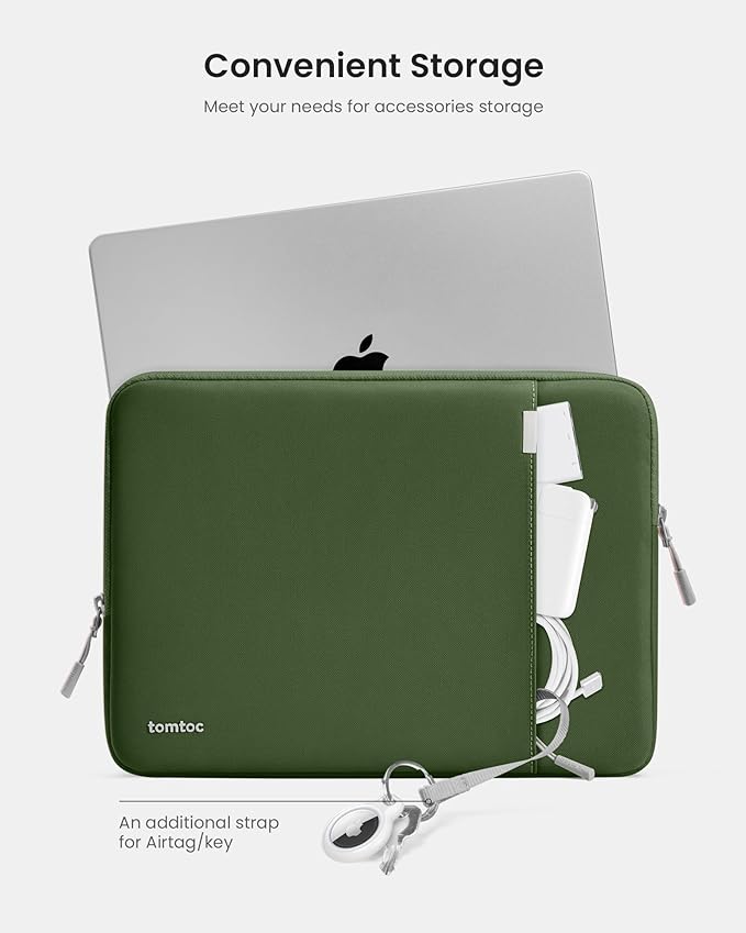 tomtoc 360° Protective Laptop Sleeve for 13-inch New MacBook Air M5/A3449 (2026) M4/A3240, M3/A3113, M2/A2681, M1/A2337, Water-Resistant Computer Case Bag Fits 13" MacBook Neo A18 & MacBook Pro M2/M1