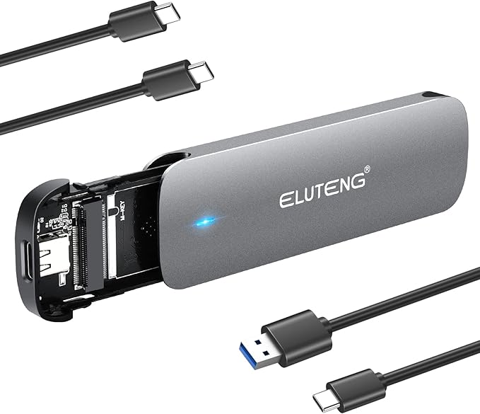 ELUTENG M.2 SSD Enclosure NVME SATA Dual Protocol SSD to USB Adapter Aluminum USB C 3.2 Gen 2 10Gbps PCIe M and B&M Keys External Solid State Drive Case Max 4TB for 2230/ 2242/ 2260/ 2280 SSDs