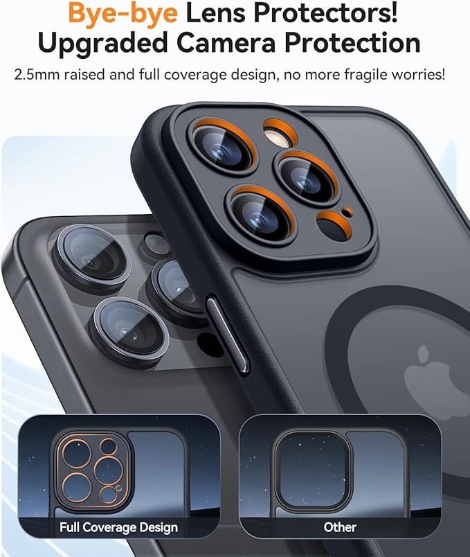 CANSHN Magnetic Compatible with iPhone 16 Pro Max Case, Upgraded [Full Camera Protection] [Compatible with Magsafe] [Translucent Matte] Shockproof Protective Phone Case Cover 6.9 Inch - Black