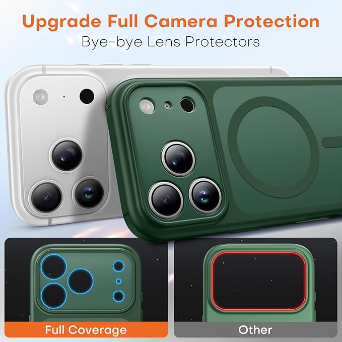 TAURI for iPhone 17 Pro Case, Compatible with MagSafe, (Full Camera Protection) Camera Control Cover Solid-Color Matte Magnetic Phone Case for 17 Pro 6.3", Green