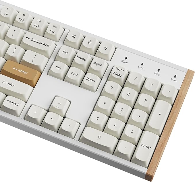 Keychron K10 HE QMK Wireless Gaming Custom Mechanical Keyboard, 2.4 GHz/Bluetooth/Wired Full-Size Hot-Swappable Programmable RGB Backlit Gateron Magnetic Switches for Mac Windows, Wood Frame-White