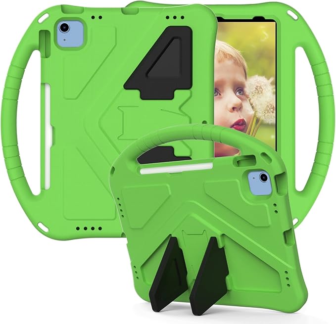 Dteck for iPad 10th Generation Case 2022 10.9 Inch,Lightweight Kids Friendly Shockproof Protective Case with Handle Pencil Holder Kickstand Child Cover for Apple iPad 10th Gen 10.9 Inch 2022,Green