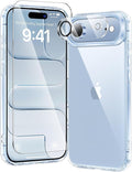 toushion 3 in 1 for iPhone Air Case Clear,Yellowing-Resistant Acrylic Back, Screen Protector *1 & Camera Lens Protector*1, Shockproof for Phone Cover 6.5 inch