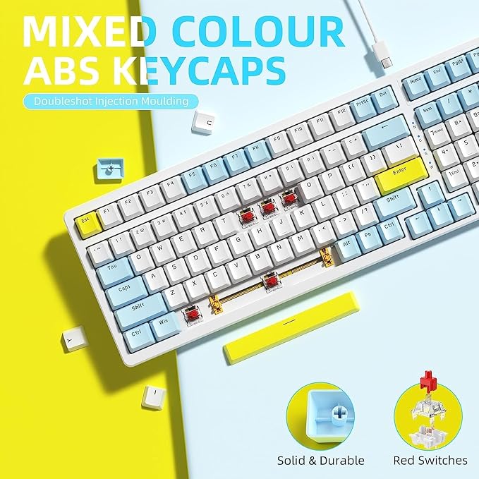 Ajazz Mechanical Gaming Keyboard,Hot Swappable Mechanical Keyboard with Numeric Pad,Compact USB Wired Keyboard 100 Keys Double-Shot ABS Keycaps,N-Key Rollover RGB Custom Keyboard for PC Mac(MX Red)