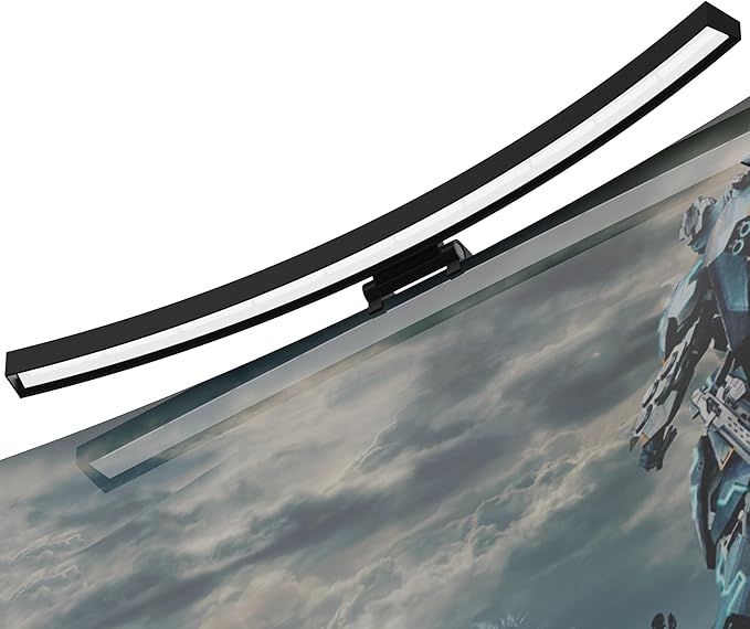 Curved Monitor Light Bar with RGB Backlight, 3 Color Temperature and Stepless Dimming, Music Sync LED Screen Strip with Touch Control Buttons for Computer Screens