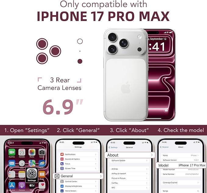 BERFY for iPhone 17 Pro Max Case, Compatible with MagSafe, Built-in Glass Screen Protector, Camera Protection, Shockproof Full Body Phone case 6.9", Translucent Hot Pink