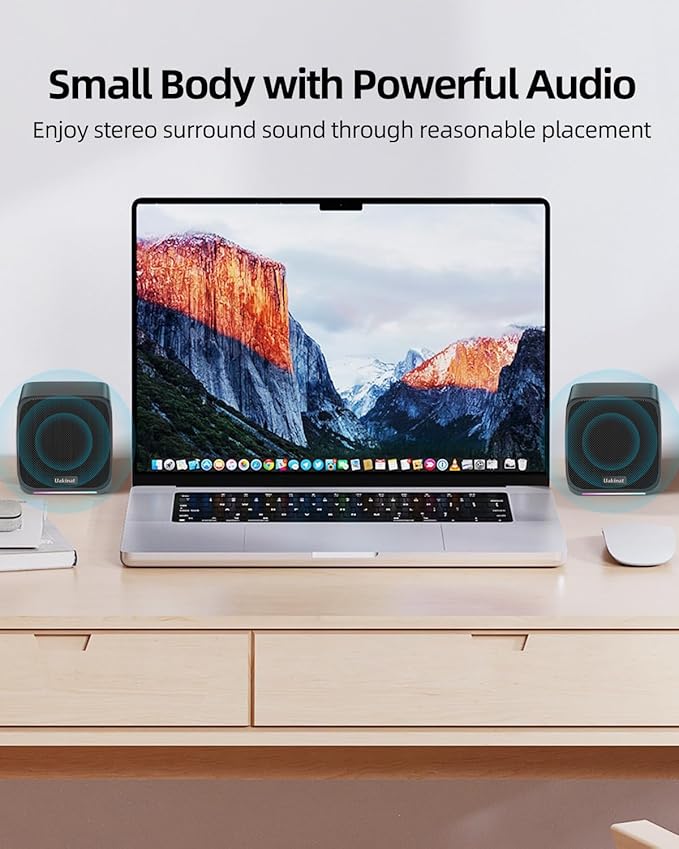 Computer Speakers for Desktop PC,Desktop Speakers,Small Computer Speakers USB Powered 3.5mm Aux Speaker