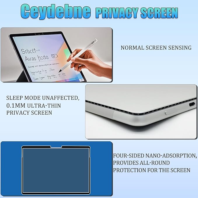 Privacy Screen Protector for Microsoft Surface Laptop 6/5/4/3-15 Inch - Anti-Spy Filter with Blue Light Blocking - Removable, Reusable, Bubble-Free Installation
