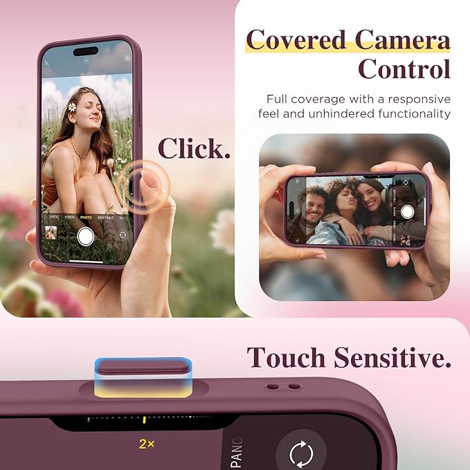 GVIEWIN for iPhone 16 Pro Max Case Compatible with MagSafe, [Military Grade Protection] [Screen Protector] Full Camera Protection Floral Translucent Women Magnetic Phone Case, Cherry Blossoms/Burgundy