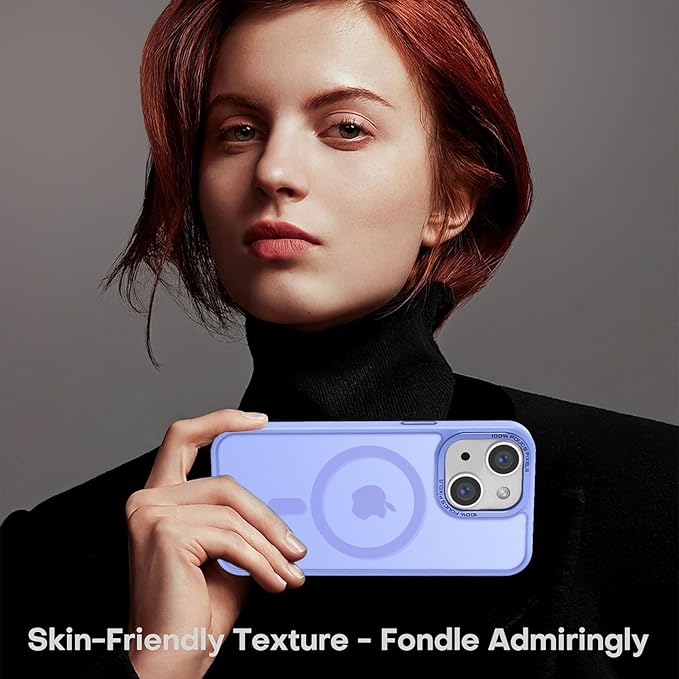 Newfuture Designed for iPhone 13 Case & iPhone 14 Case with Magnetic [13 FT Military Drop Protection] [Compatible with Magsafe] Translucent Shockproof with Anti-Fingerprint Phone Case, Light Purple