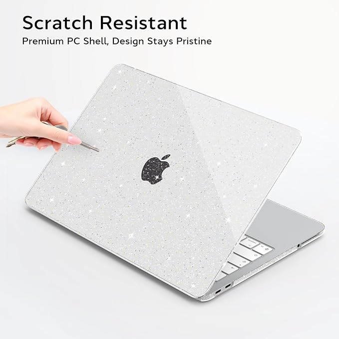 B BELK for MacBook Neo 13 inch Case 2026 (A18 Pro, Model A3404), Clear Glitter Hard Shell Case with Keyboard Cover & Screen Protector, Slim Protective Sparkly Case for MacBook Neo 13", Starry Clear