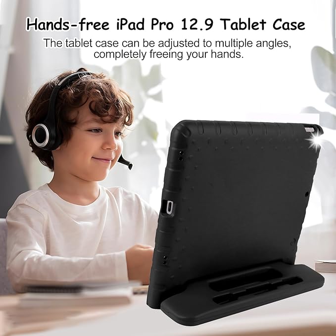 for Kids iPad Pro 12.9 Case 2nd 1st Generation Super Protection 2015 2017 12.9 inch iPad Pro Case with Pencil Holder iPad Pro Covers 12.9 inch for iPad Pro 12.9" 1st 2nd Gen Black