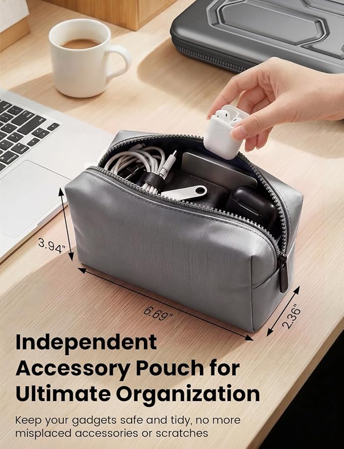DOMISO Laptop Hard Case 17-17.3 inch Waterproof Shockproof Hard Shell Laptop Sleeve with Handle & Storage Pocket, Compatible with MacBook, HP, Dell,Dark Grey